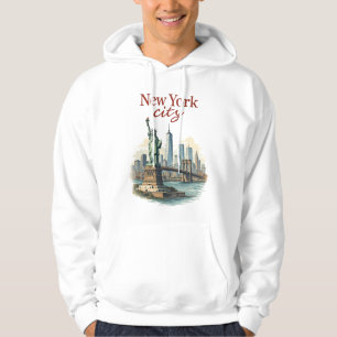 Moletom Cidade de Nova York – Capuz com Estátua e Paisagem