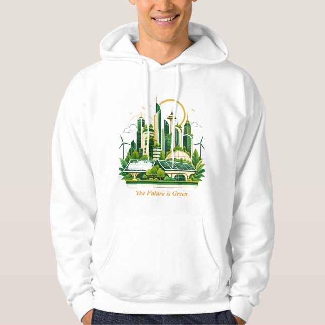 Moletom Cidade Eco Solarpunk Futuro Sustentável Energia Ve (Frente)