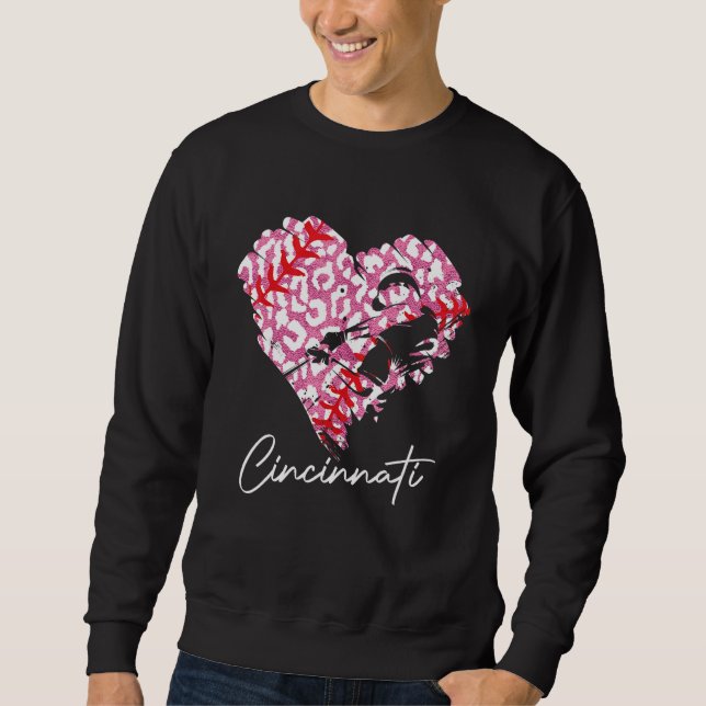 Moletom Cincinnati Leopard Rosa Baseball Hearball Fa (Frente)