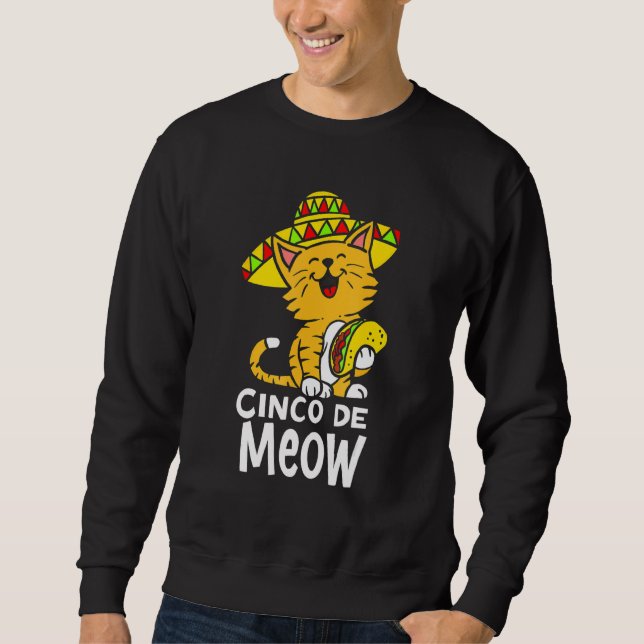 Moletom Cinco De Meow Cute Cinco De Mayo Sombrero Taco Cat (Frente)