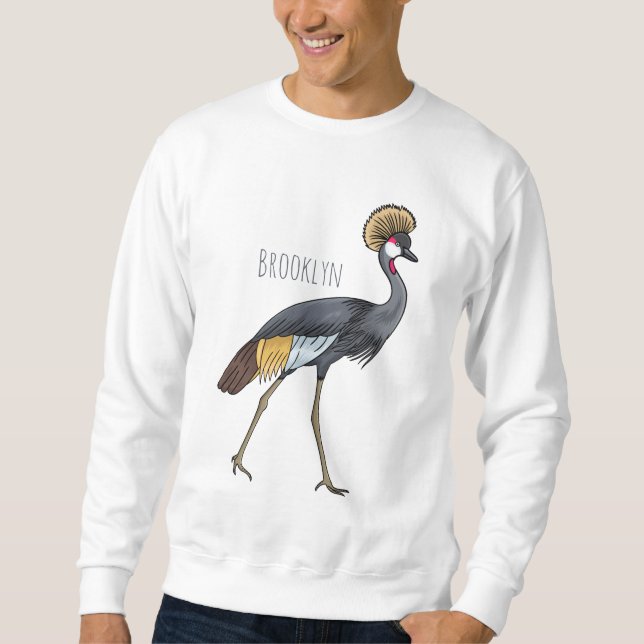 Moletom Cinza de desenho animado de pássaros com guindaste (Frente)
