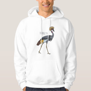 Moletom Cinza de desenho animado de pássaros com guindaste