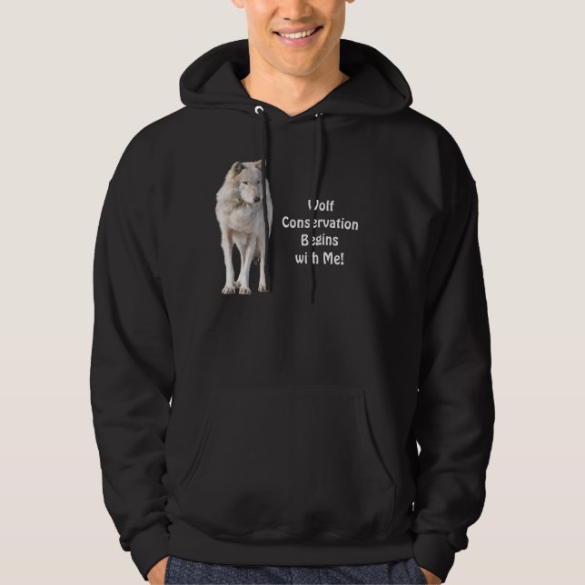 Moletom Cinza Wolf Conservation Wildlife Art Hoodie (Frente)
