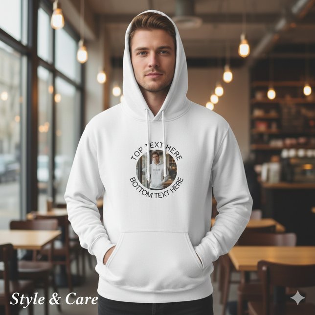 Moletom Circle Text with Image Stylish Personalized Hoodie (Circle Text with Image Stylish Personalized Hoodie)