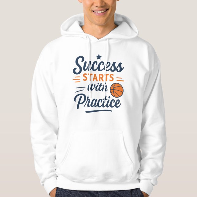 Moletom Citação de Motivação de Basquete Prática Sucesso (Frente)