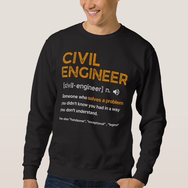 Moletom Civil Engineer Funny Definition Engineering (Frente)
