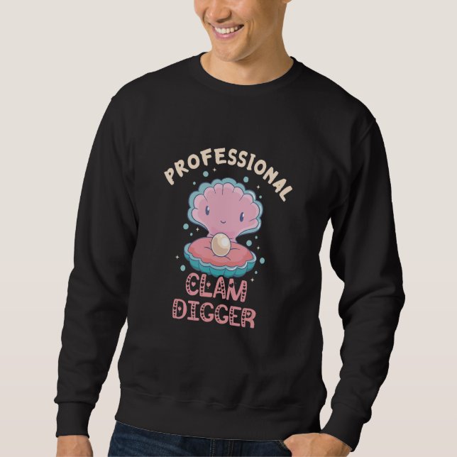 Moletom Clam Professional Clam Digger Sea Shell Mermaid Mo (Frente)