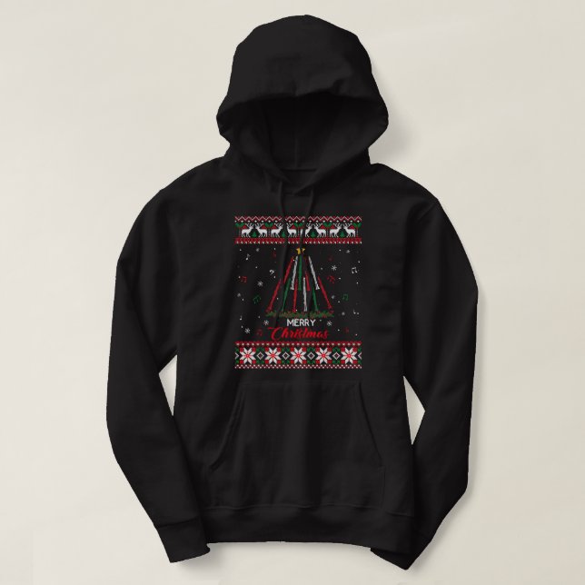 Moletom Clarinet Clarinet Christmas Tree Ugly Xmas Sweater (Frente do Design)