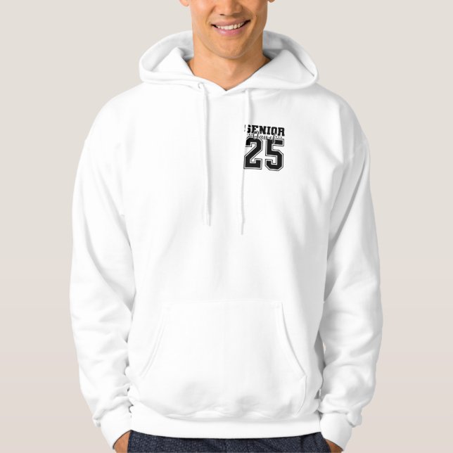 Moletom Classe de Mais velho de Hoodie Branco e Negro 2025 (Frente)