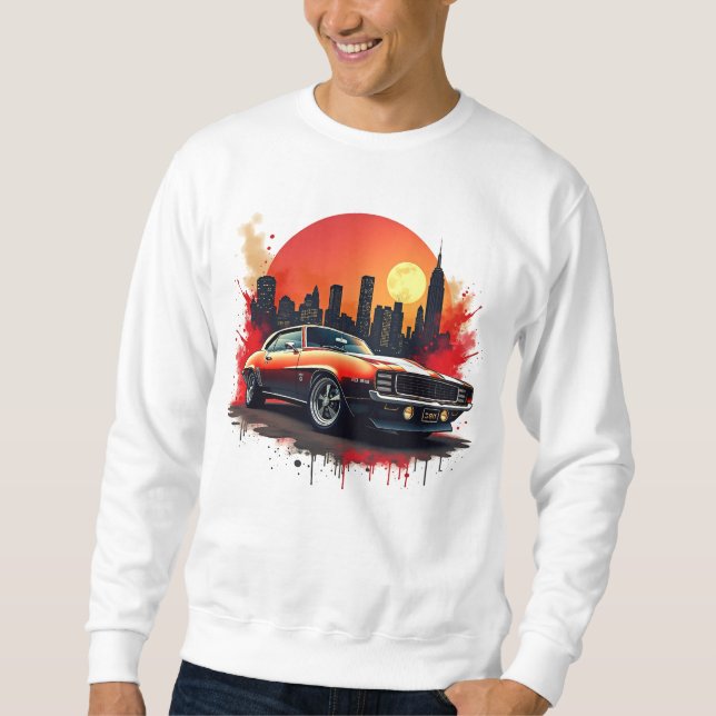 Moletom Classic Muscle Car with Bold Urban Skyline Design (Frente)