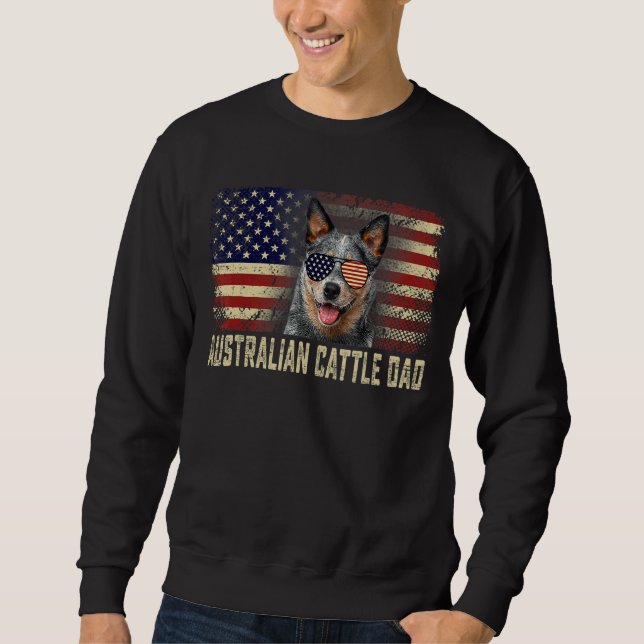 Moletom Classic Retro Usa Flag Australian Cattle Fathe (Frente)