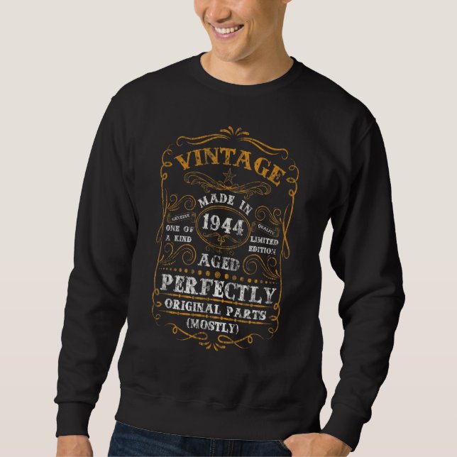 Moletom Clássico 78. Aniversário Mulheres Vintage 1944 (Frente)