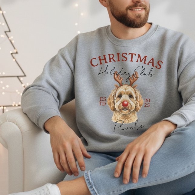 Moletom Clube de Férias de Natal de Cachorro Personalizado (Elevate your holiday shopping apparel with this Custom Dog Breed Christmas Holiday Club sweatshirt! )