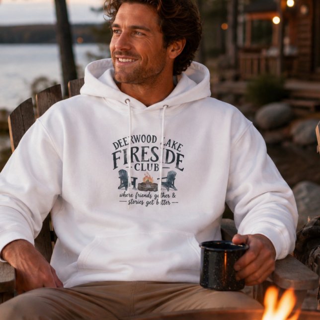 Moletom Clube Fireside do Lago Deerwood Vintage (Deerwood Lake fireside club fun sweatshirt)