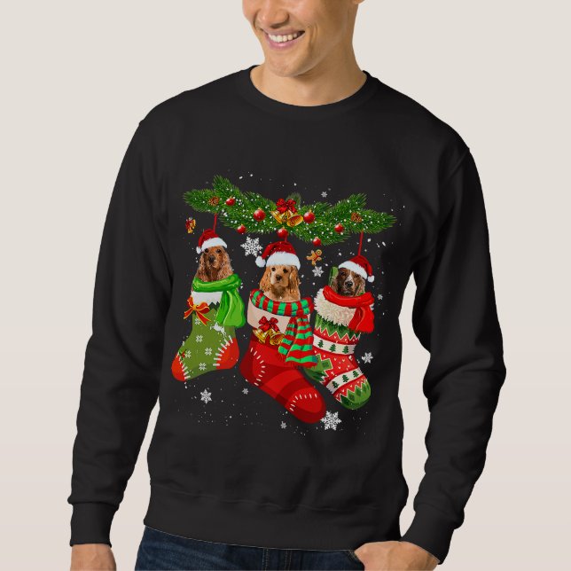 Moletom Cocker Spaniel Em Sock Xmas Reindeer Papais noeis  (Frente)