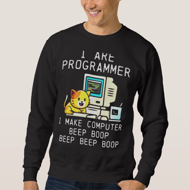 Moletom Codificação de Bips de Cat do Programador (Frente)