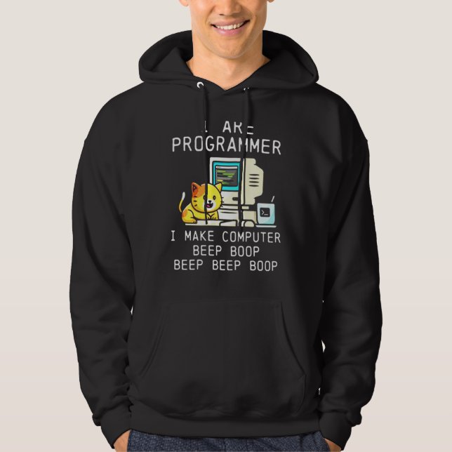 Moletom Codificação de Bips de Cat do Programador (Frente)