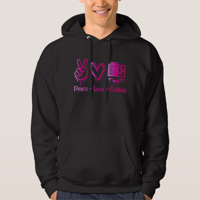 Moletom Codificação do Amor pela Paz! Programador feminino (Frente)