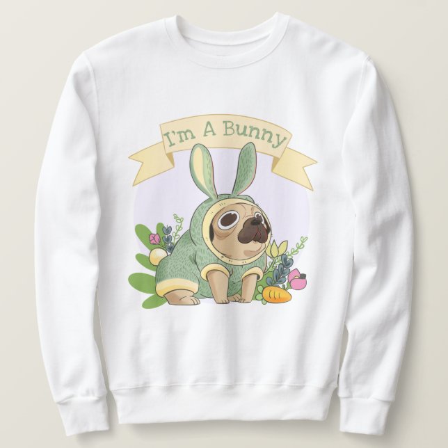 Moletom Coelhinho Bonito Pug Sweatshirt (Frente do Design)