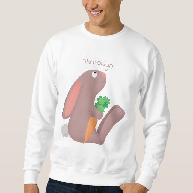 Moletom Coelho bonito sentado com desenho de cenoura (Frente)