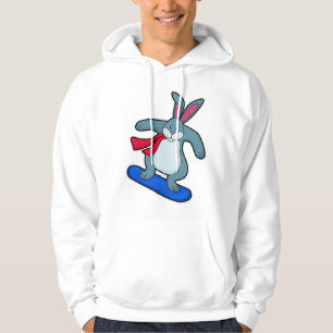 Moletom Coelho como Snowboarder com Snowboard e Scarf