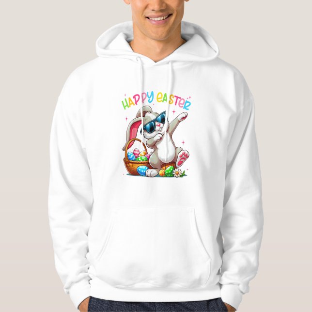 Moletom Coelho de Páscoa engraçado se exibindo Feliz Pásco (Frente)
