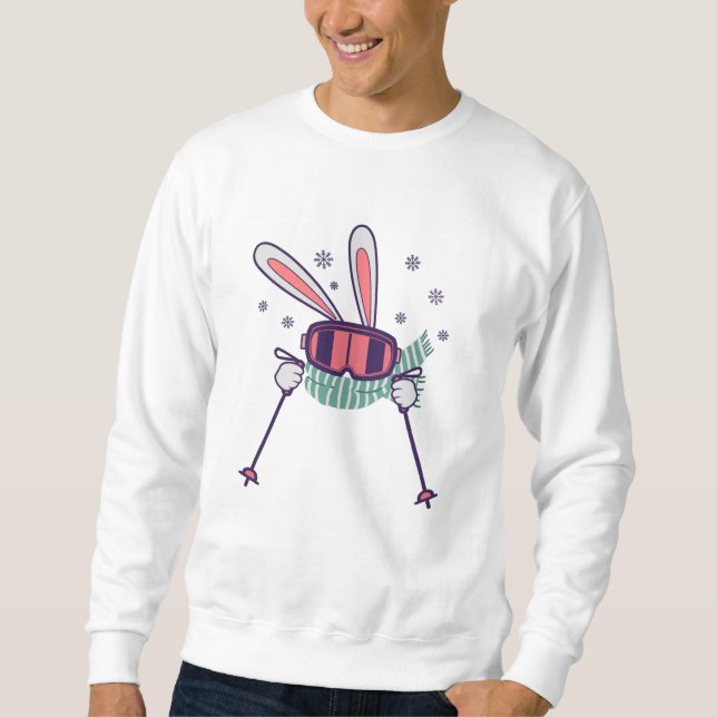 Moletom Coelho do esqui com óculos de esqui e cachecol (Frente)