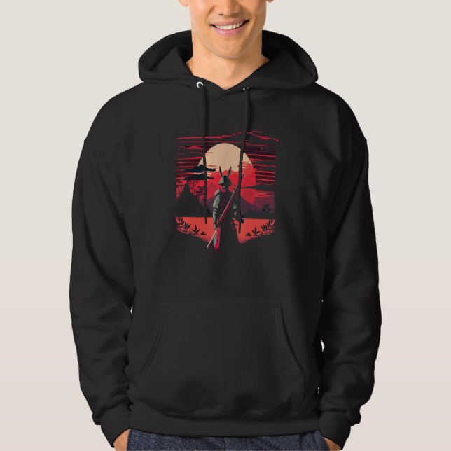 Moletom Coelho Escuro Rabbit Samurai Warrior Katana Japonê (Frente)