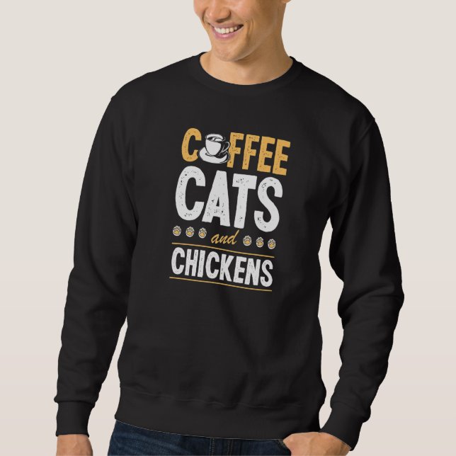 Moletom Coffee Cats And Chickens Cat Chicken Farmer 1 (Frente)