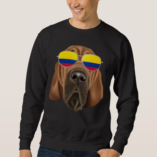Moletom Colombian Flag Bloodhound Dog Colombia Pocket (Frente)