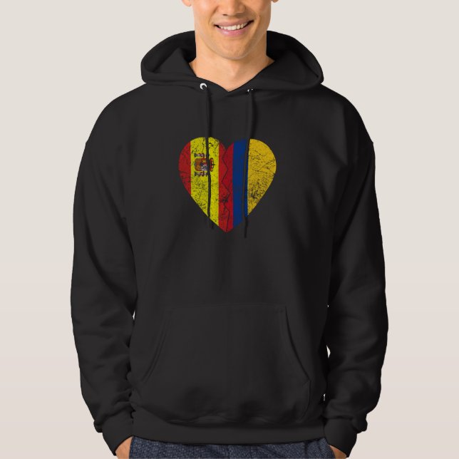 Moletom Colombiana Espanhol Flags Heart Espanha Roots da C (Frente)