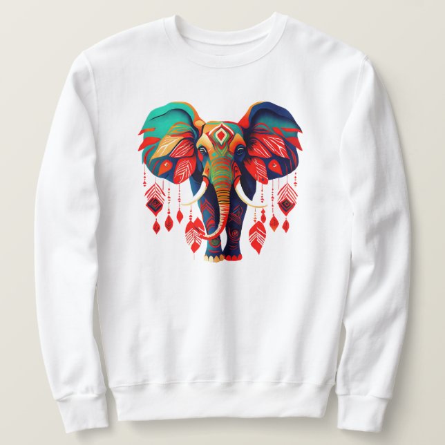 Moletom Colorful Bohemian Style Elephant (Frente do Design)