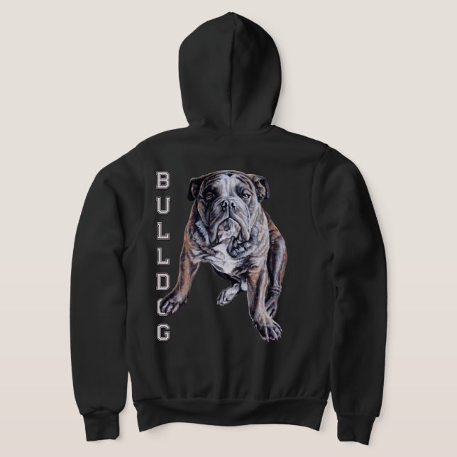 Moletom com Arte de Bulldog Casaco de Bulldog Pers (Postura das costas)