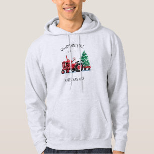 Moletom Com Capuz A árvore de Natal vermelha do trator do vintage