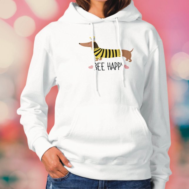 Moletom com Capuz Abelha Feliz Dachshund (Criador carregado)
