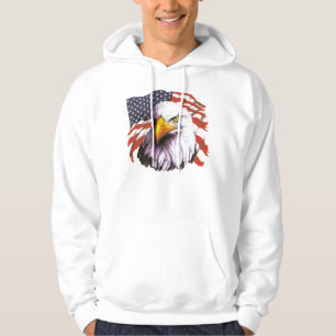 Moletom Com Capuz Águia americana com um rasgo - bandeira dos EUA n