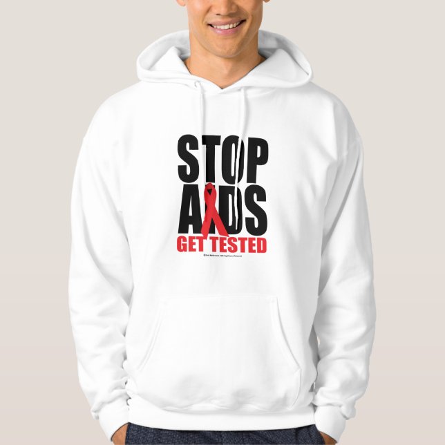 Moletom Com Capuz AIDS da parada: Obtenha testado (Frente)