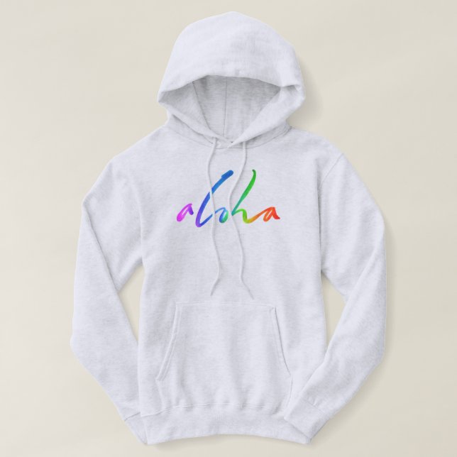 Moletom Com Capuz Aloha - Letra Tropical de Mão - Havaí Hawai'i (Frente do Design)
