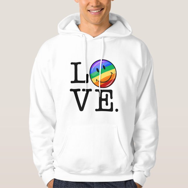 Moletom Com Capuz Amor com um gay feliz LGBT da bandeira do (Frente)