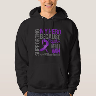 Moletom Com Capuz Apoiando meu herói - consciência do cancer da