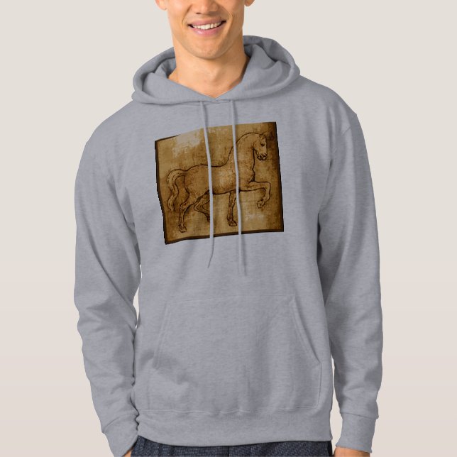 Moletom Com Capuz Arte do cavalo de Leonardo da Vinci (Frente)