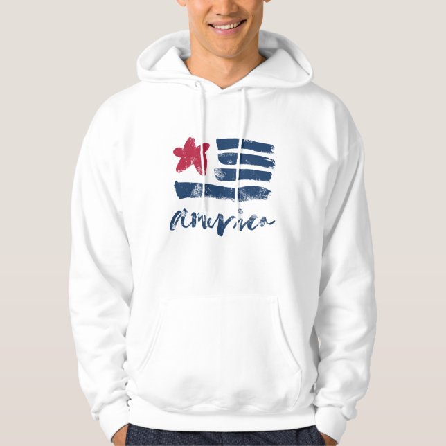 Moletom Com Capuz Bandeira americana Paintstrokes (Frente)
