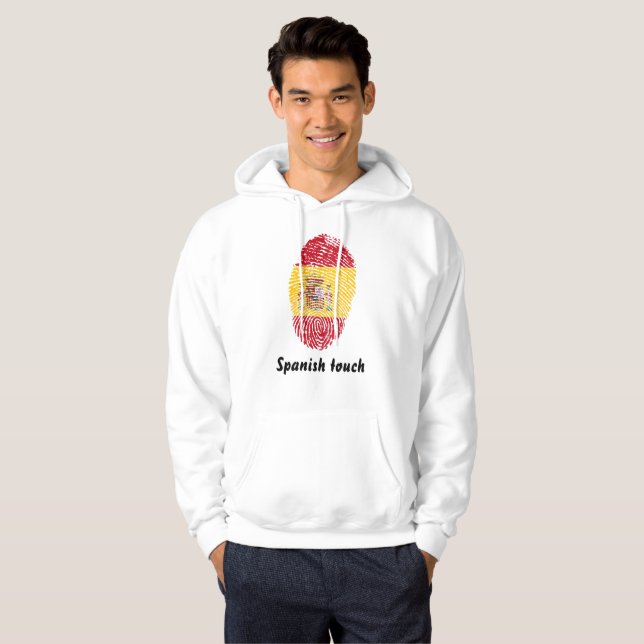 Moletom Com Capuz Bandeira da impressão digital do toque do espanhol (Frente Completa)
