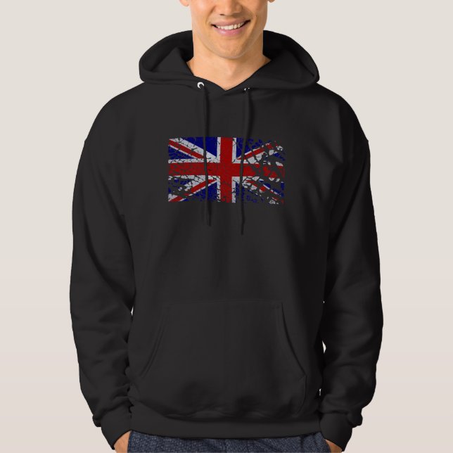 Moletom Com Capuz Bandeira de Union Jack da pintura da casca do (Frente)