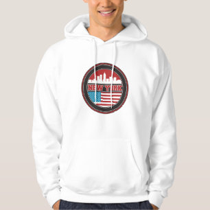 Moletom Com Capuz Bandeira dos Estados Unidos da skyline de New