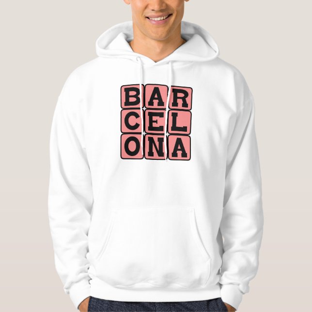Moletom Com Capuz Barcelona, Cidade na Espanha (Frente)