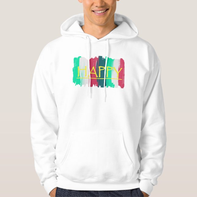 Moletom Com Capuz Blusão Xadrez Turquesa Rosa Feliz Funky (Frente)