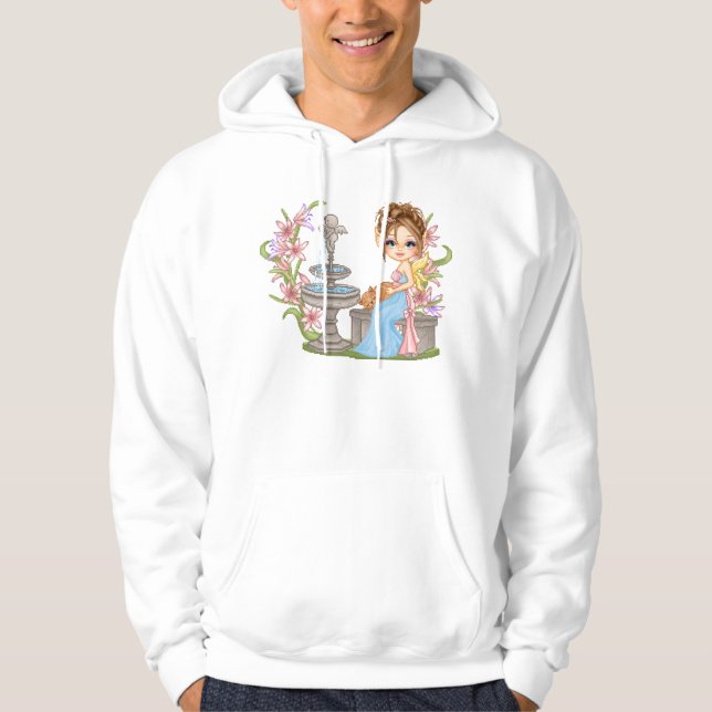 Moletom Com Capuz Bonito Arte de Pixel Azul (Frente)