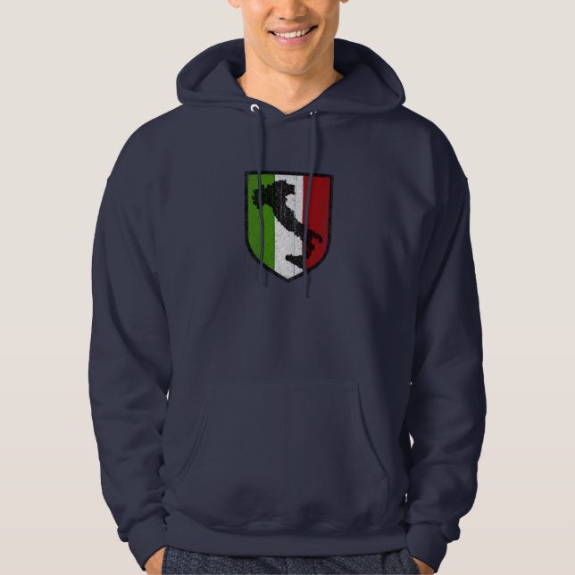 Moletom Com Capuz Bota Medieval com Brasão da Bandeira Italiana (Frente)