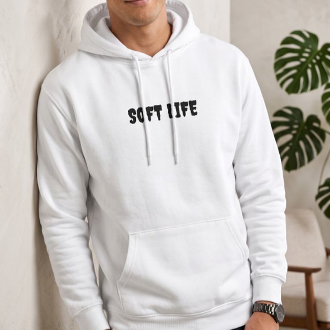 Moletom com Capuz Branco Soft Life para Homens | E (Criador carregado)